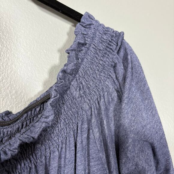 Lane Bryant Blue Marled Boho Peasant Blouse - Size 14/16 - Women's Plus Size Top - Picture 2 of 5